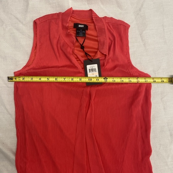 DKNY Sleeveless Tie Neck Pleated Dress in Melon Sz 2 NWT - Picture 7 of 7